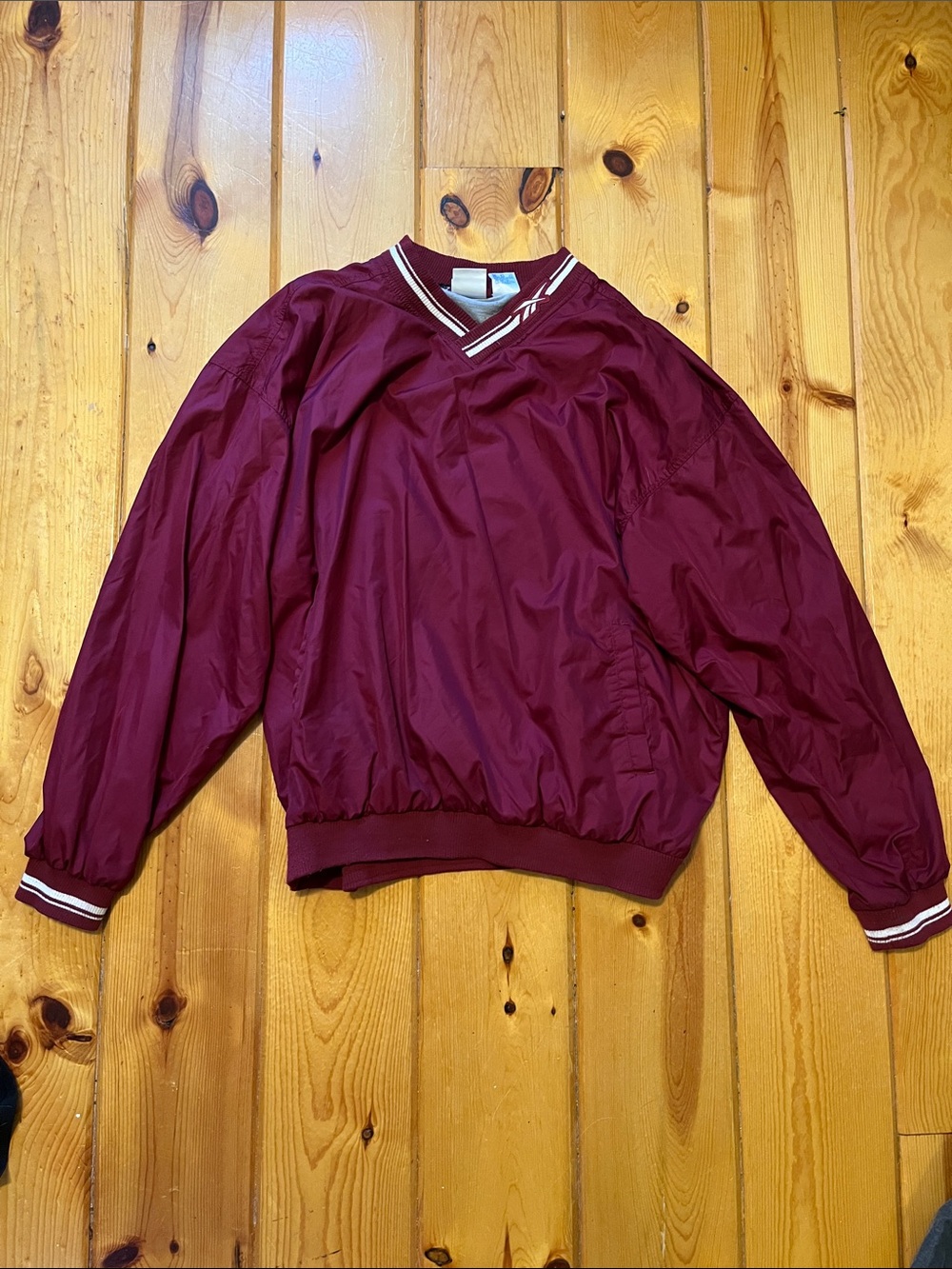 Reebok Men's V-Neck Pullover Sweater - Burgundy with White Trim